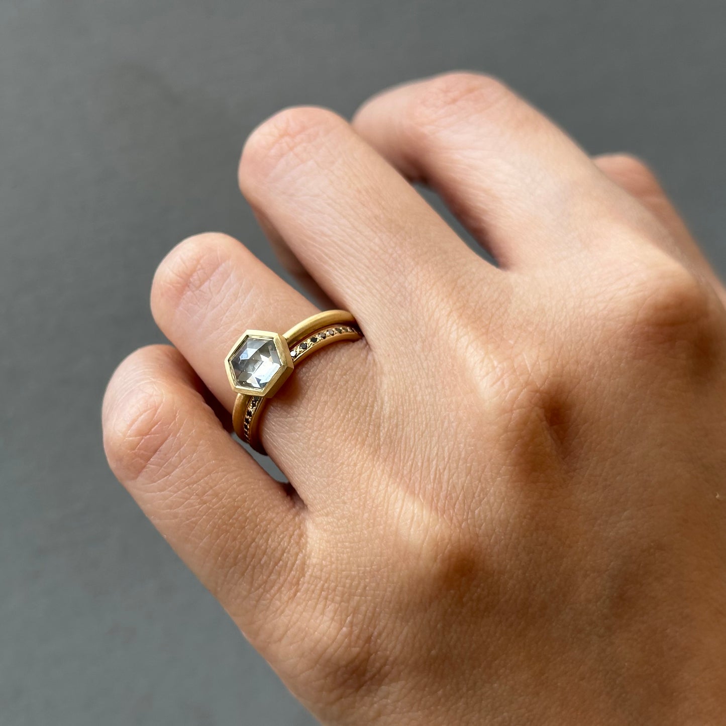 1.28 Carat One-of-a-Kind Step Cut Smoky Grey Grey Diamond Ring | DR274-OOAK
