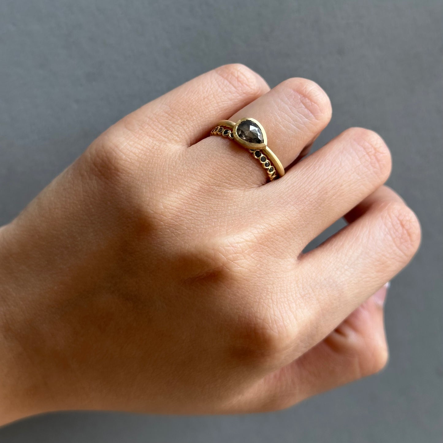 0.98 Carat One-of-a-Kind Rose Cut Brown Salt & Pepper Diamond Ring | DR283-OOAK