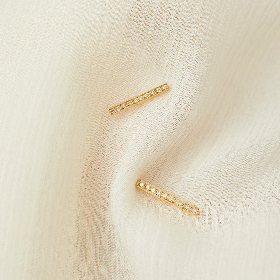 Long Diamond Bar Studs | E2101W