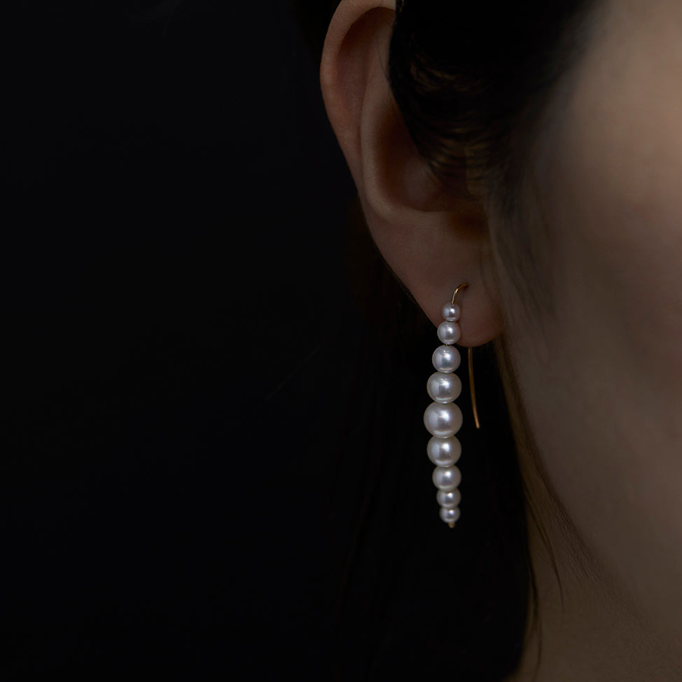 Cascading White Pearl Drop Earrings | E7801P