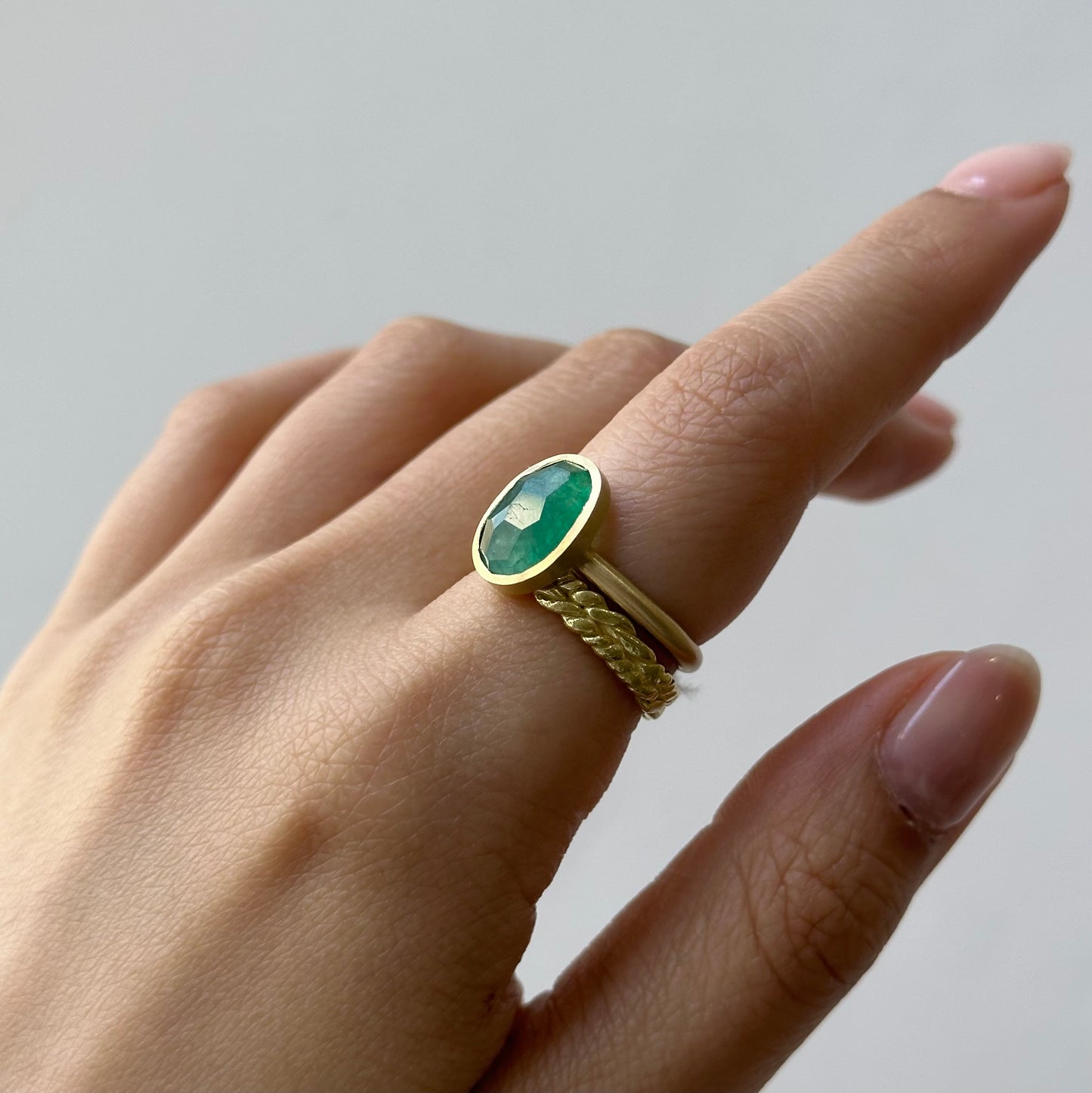 2.19 Carat One-of-a-Kind Rose Cut Emerald Ring | ER66-OOAK