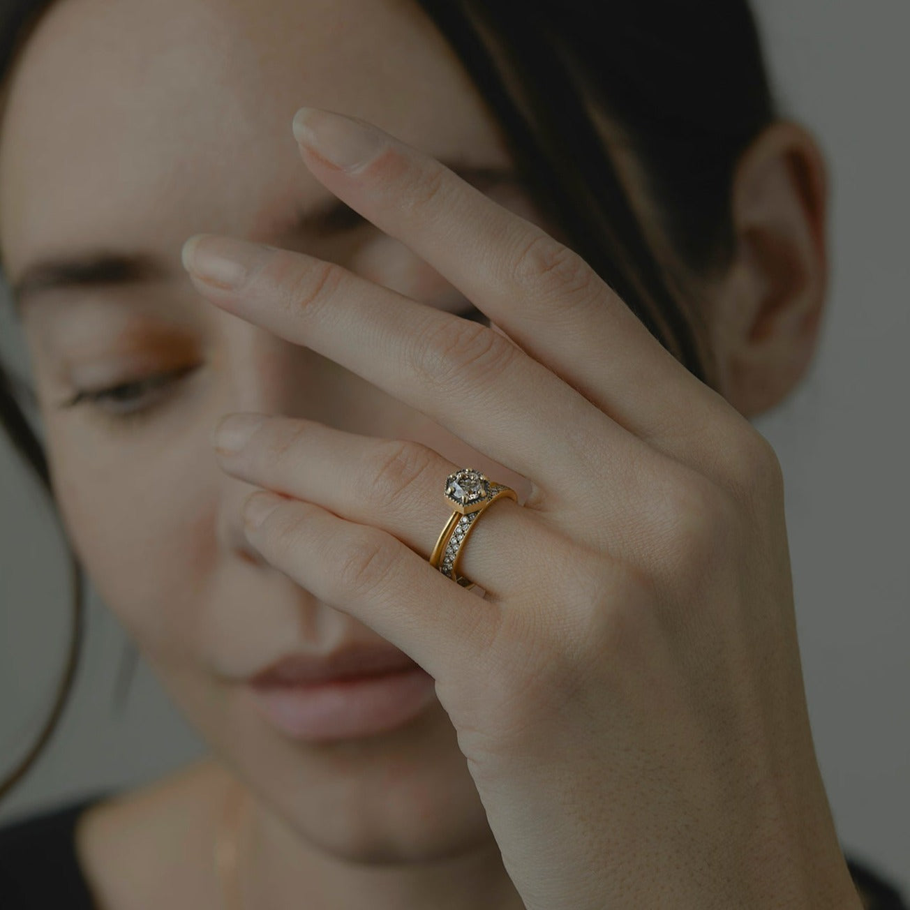 5.6mm Brown Diamond Hexagon Ring | R2207BR