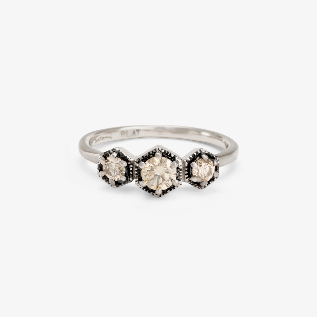 Classic Brown Diamond Triple Hexagon Ring | R8401BR