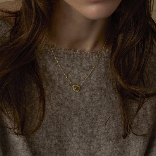 1.48 Carat One-of-a-Kind Rose Cut Feather Grey Diamond Necklace| DN45-OOAK