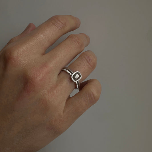 0.82 Carat One-of-a-Kind Rose Cut Grey Diamond Ring | DR189-OOAK