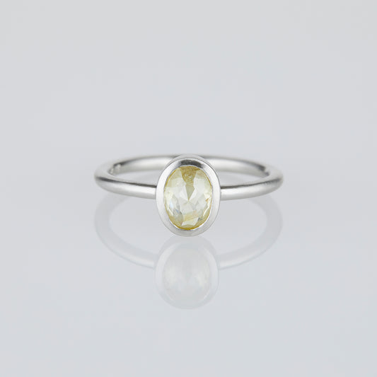 0.95 Carat One-of-a-Kind Rose Cut Light Yellow Diamond Ring | DR190-OOAK