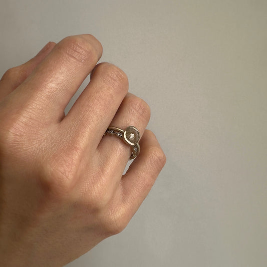 1.23 Carat One-of-a-Kind Rose Cut Grey Orange Diamond Ring | DR196-OOAK