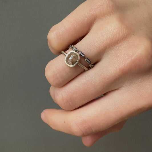 1.23 Carat One-of-a-Kind Rose Cut Grey Orange Diamond Ring | DR196-OOAK