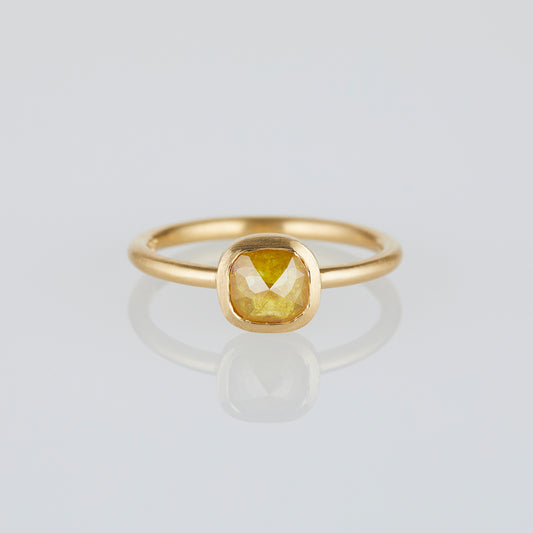0.79 Carat One-of-a-Kind Rose Cut Yellow Diamond Ring | DR199-OOAK