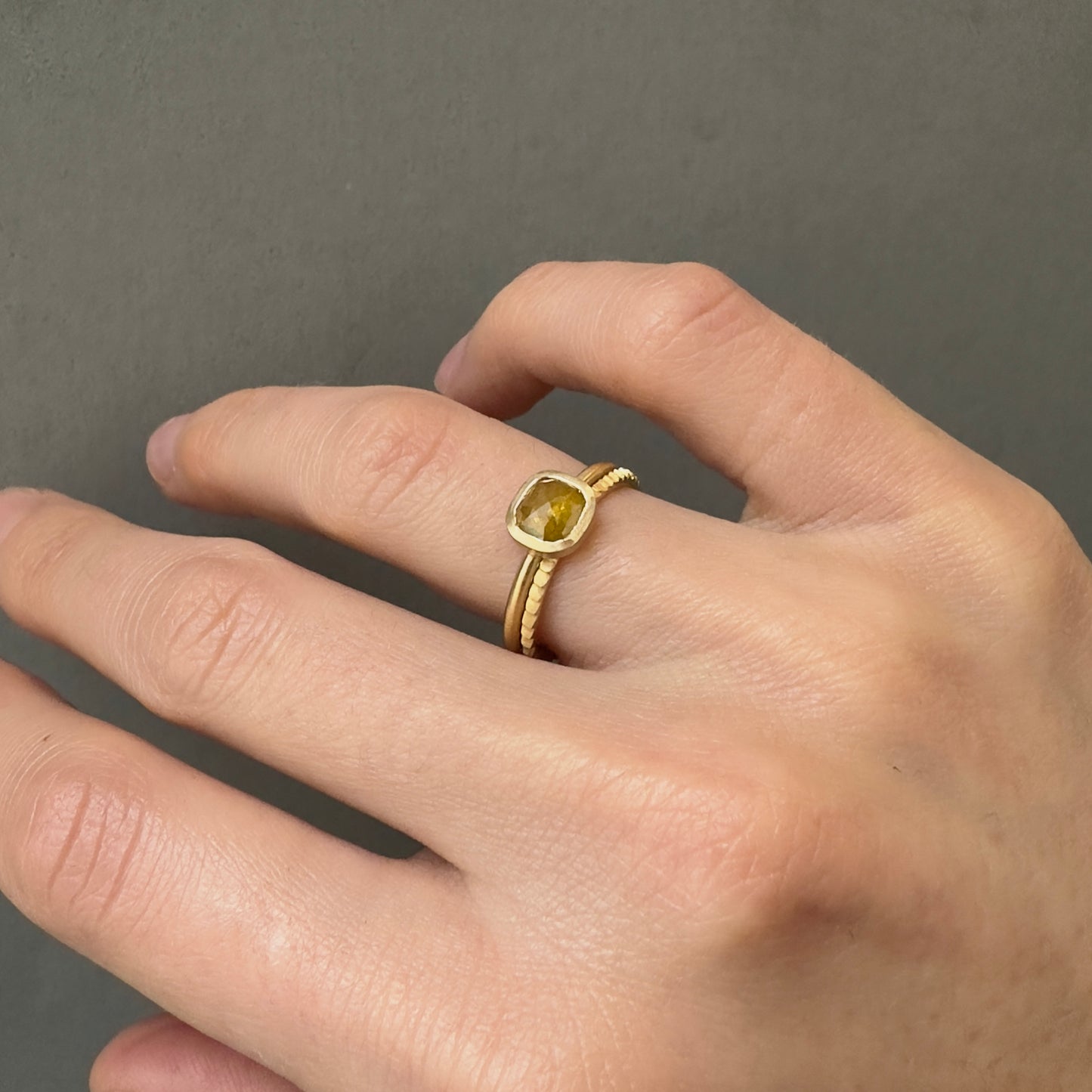 0.79 Carat One-of-a-Kind Rose Cut Yellow Diamond Ring | DR199-OOAK