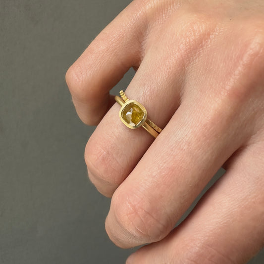 0.79 Carat One-of-a-Kind Rose Cut Yellow Diamond Ring | DR199-OOAK