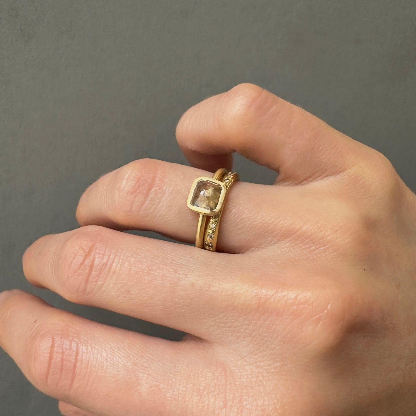 0.97 Carat One-of-a-Kind Rose Cut Brownish Grey Diamond Ring | DR200-OOAK