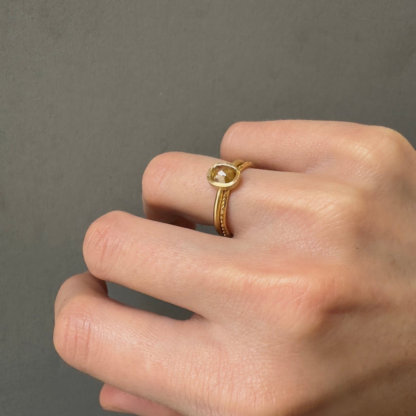 0.82 Carat One-of-a-Kind Rose Cut Yellow x Orange Diamond Ring | DR201-OOAK