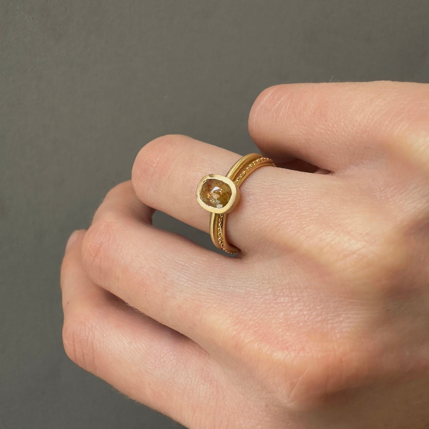 0.82 Carat One-of-a-Kind Rose Cut Yellow x Orange Diamond Ring | DR201-OOAK