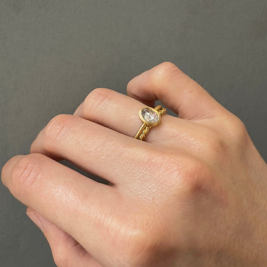 0.85 Carat One-of-a-Kind Rose Cut Light Grey Diamond Ring | DR202-OOAK