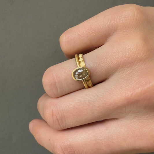 0.92 Carat One-of-a-Kind Rose Cut Yellowish Grey Diamond Ring | DR203-OOAK
