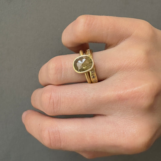 2.74 Carat One-of-a-Kind Rose Cut Yellowish Grey Diamond Ring | DR204-OOAK