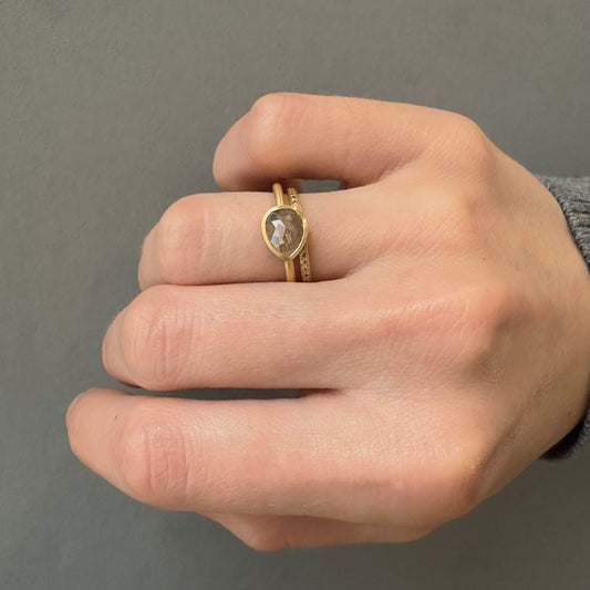 0.99 Carat One-of-a-Kind Rose Cut Grey x Orange Diamond Ring | DR205-OOAK