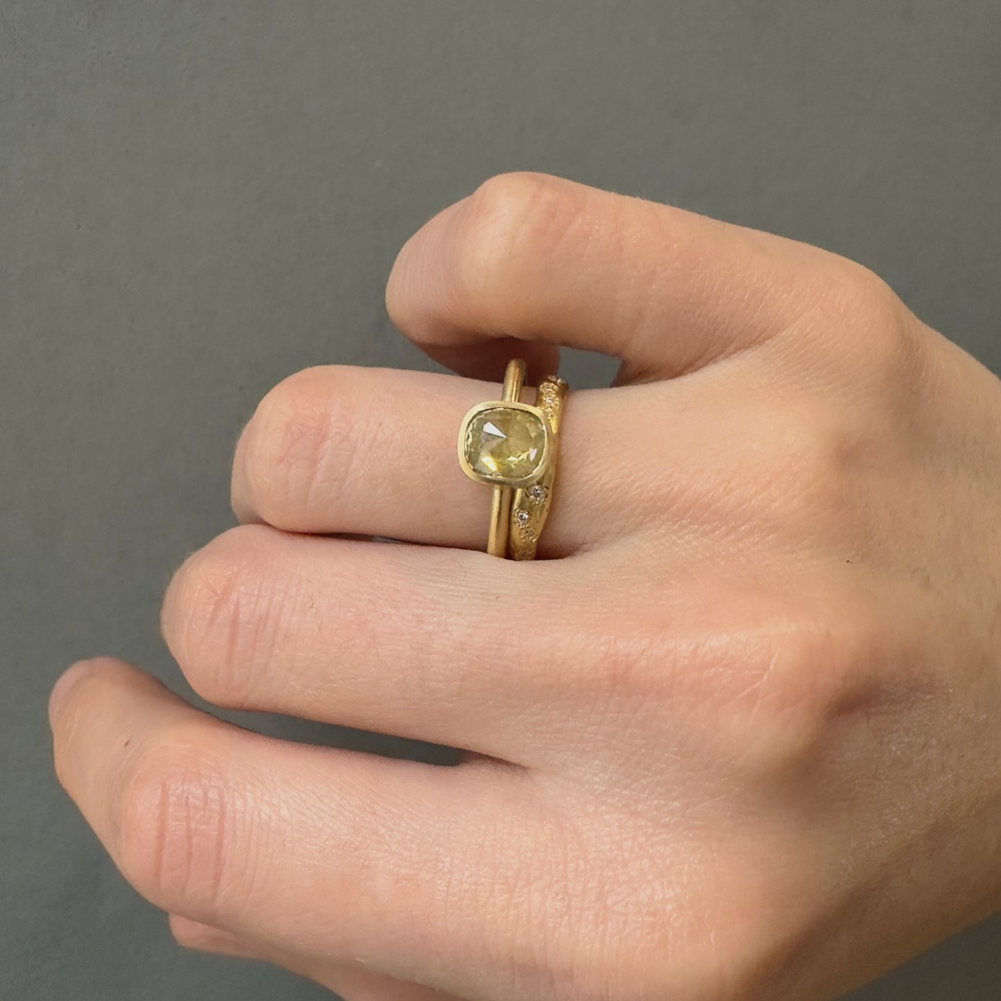 1.26 Carat One-of-a-Kind Rose Cut Light Yellow Diamond Ring | DR206-OOAK