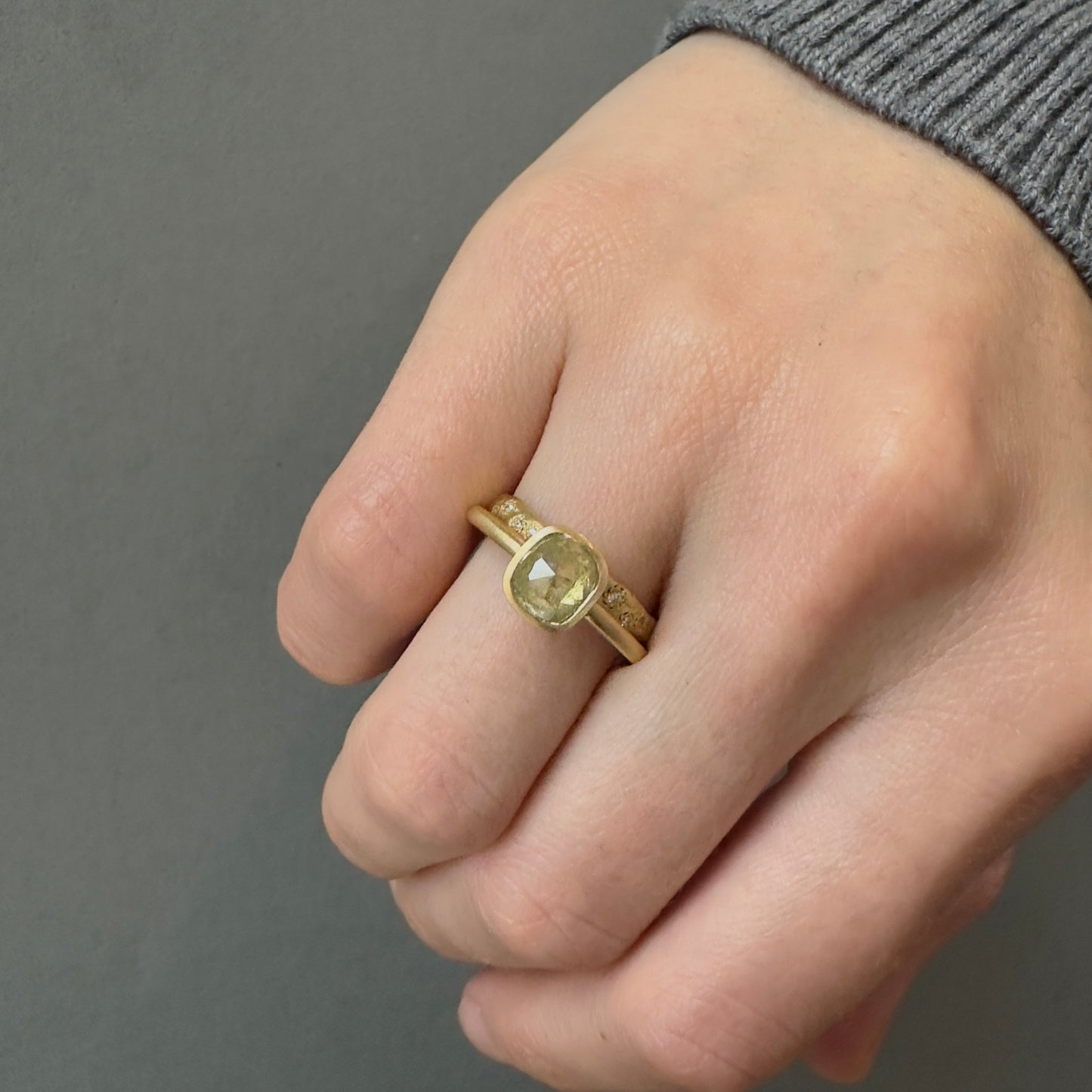 1.26 Carat One-of-a-Kind Rose Cut Light Yellow Diamond Ring | DR206-OOAK