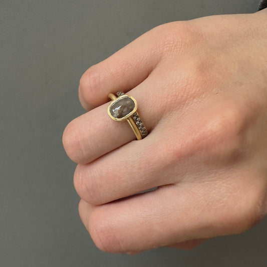 1.6 Carat One-of-a-Kind Rose Cut Grey Diamond Ring | DR207-OOAK