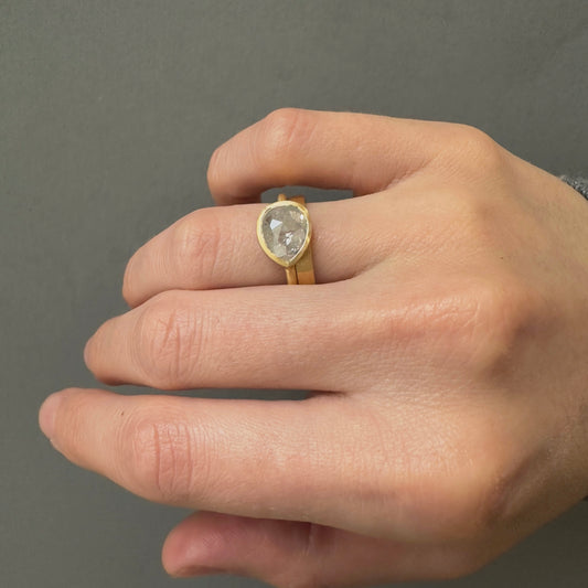 2.23 Carat One-of-a-Kind Rose Cut Icy Grey Diamond Ring | DR208-OOAK