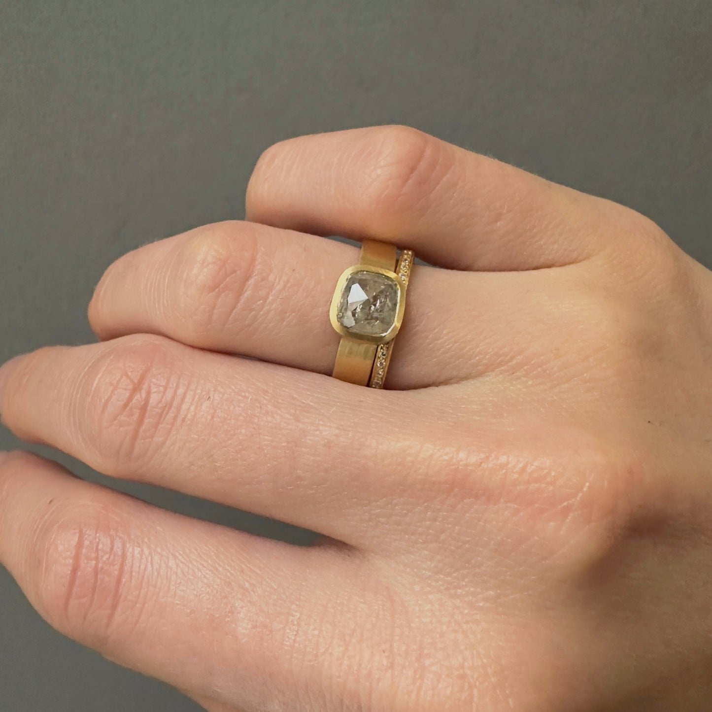 1.32 Carat One-of-a-Kind Rose Cut Grey Diamond Ring | DR209-OOAK