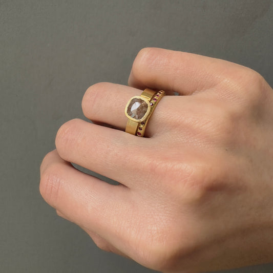 1.38 Carat One-of-a-Kind Rose Cut Grey x Orange Diamond Ring | DR210-OOAK