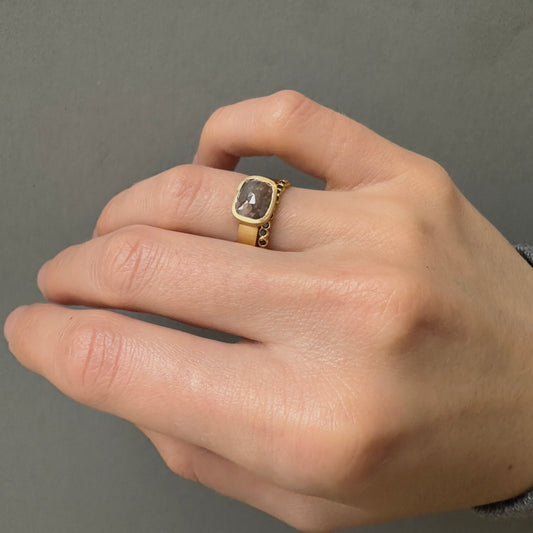 1.75 Carat One-of-a-Kind Rose Cut Grey x Orange Diamond Ring | DR211-OOAK