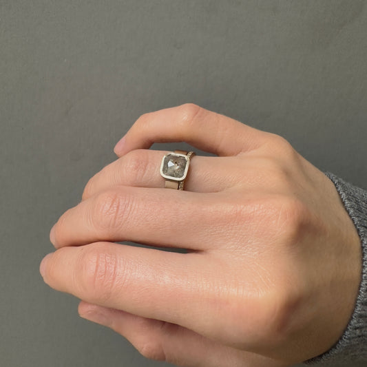 1.76 Carat One-of-a-Kind Rose Cut Grey Diamond Ring | DR212-OOAK