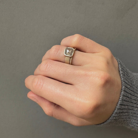 1.76 Carat One-of-a-Kind Rose Cut Grey Diamond Ring | DR212-OOAK