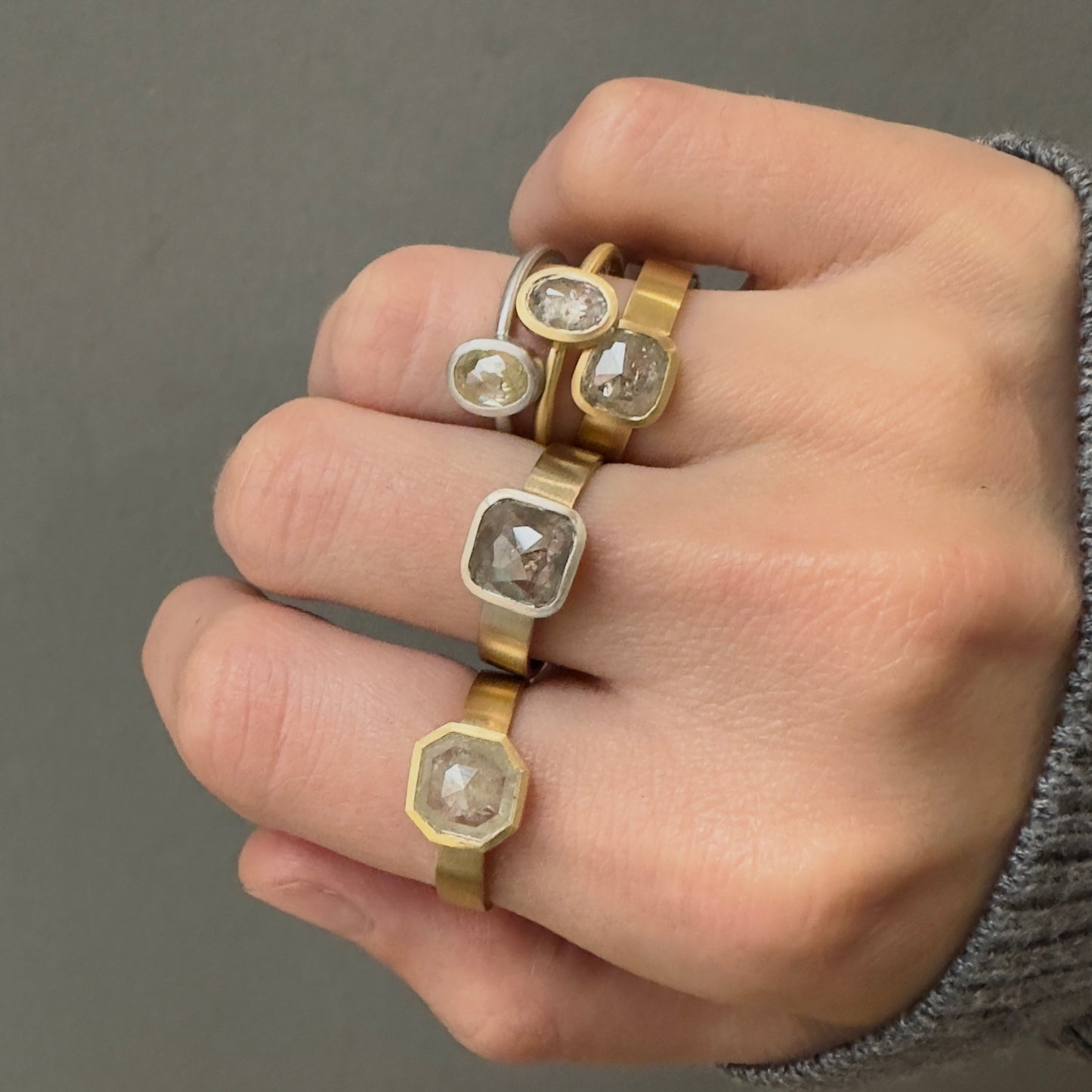 1.32 Carat One-of-a-Kind Rose Cut Grey Diamond Ring | DR209-OOAK