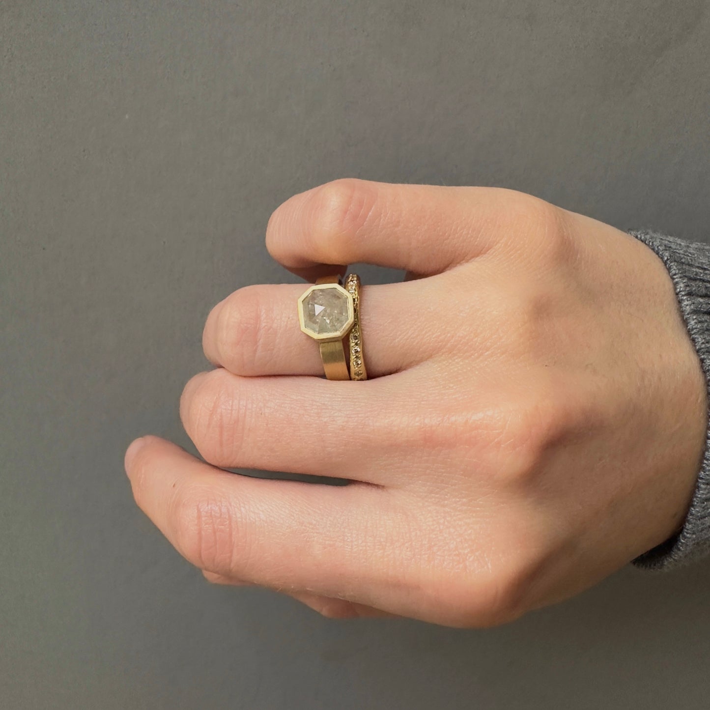 1.77 Carat One-of-a-Kind Rose Cut Milky Diamond Ring | DR213-OOAK