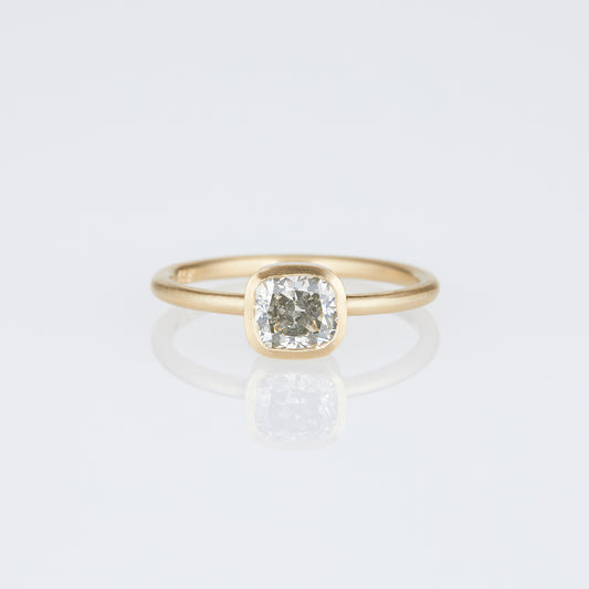 0.77 Carat One-of-a-Kind Cushion Modified Brilliant Cut Fancy Grey Diamond Ring | DR240-OOAK