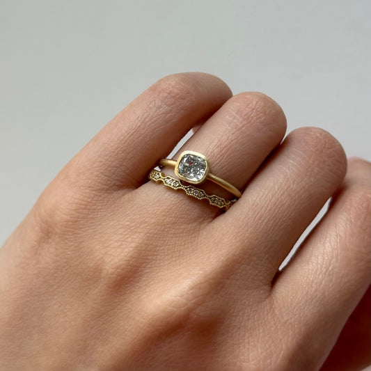 0.77 Carat One-of-a-Kind Cushion Modified Brilliant Cut Fancy Grey Diamond Ring | DR240-OOAK