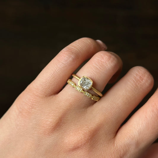 0.77 Carat One-of-a-Kind Cushion Modified Brilliant Cut Fancy Grey Diamond Ring | DR240-OOAK