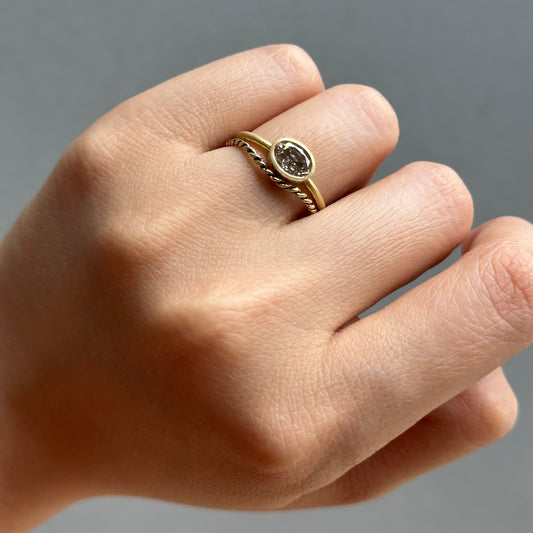 0.78 Carat One-of-a-Kind Rose Cut Light Brown Diamond Ring | DR241-OOAK