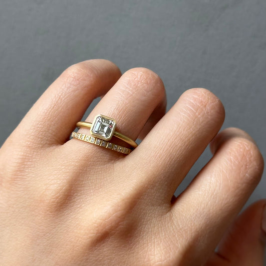 1.00 Carat One-of-a-Kind Assher Cut White Diamond Ring | DR243-OOAK