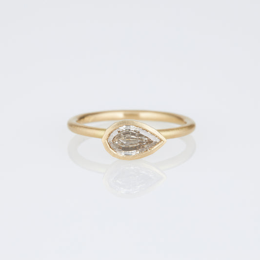 1.12 Carat One-of-a-Kind Modified Pear Step Cut Light Brown Diamond Ring | DR247-OOAK