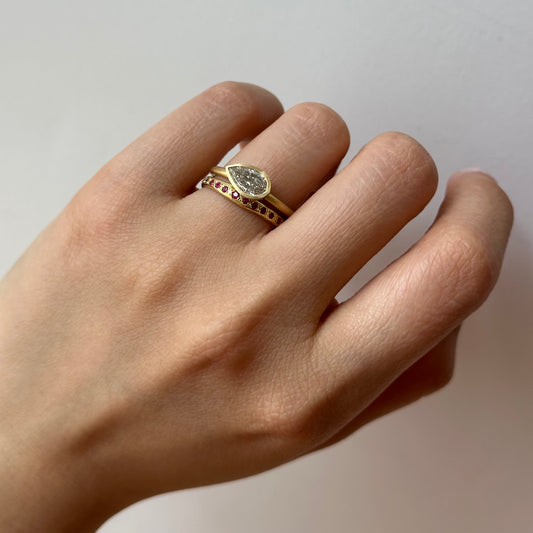 1.12 Carat One-of-a-Kind Modified Pear Step Cut Light Brown Diamond Ring | DR247-OOAK