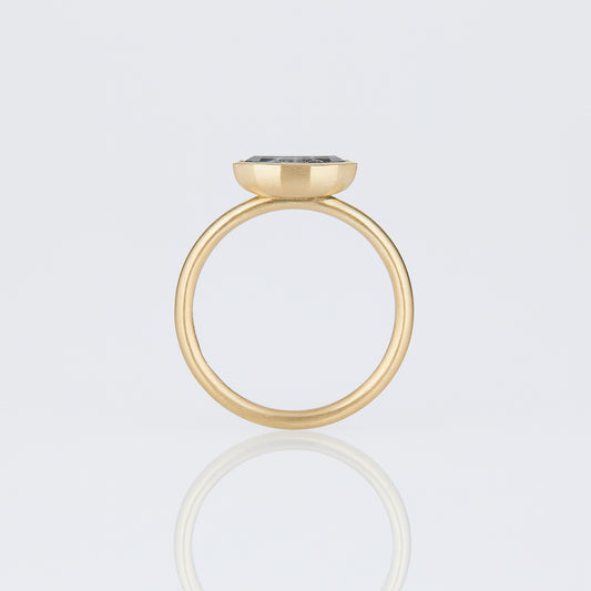 1.34 Carat One-of-a-Kind Geo Oval Step Cut Salt & Pepper Diamond Ring | DR248-OOAK