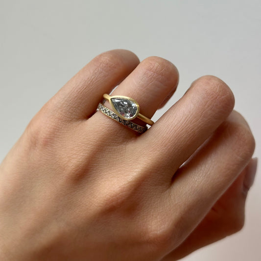 1.59 Carat One-of-a-Kind Pear Brilliant Cut Salt & Pepper Diamond Ring | DR251-OOAK