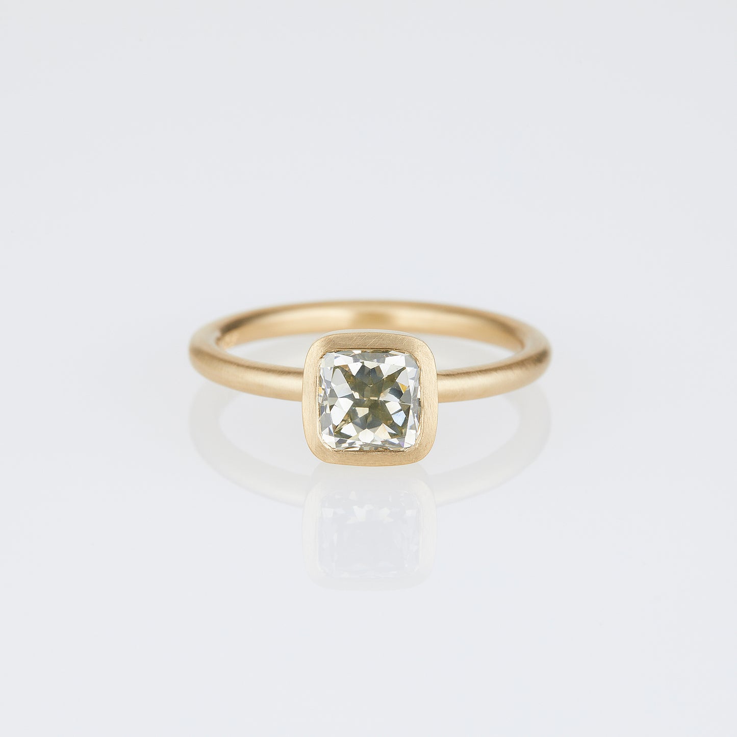 1.78 Carat One-of-a-Kind Cushion Cut Misty Olive Grey Diamond Ring | DR253-OOAK