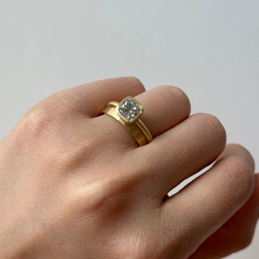 1.78 Carat One-of-a-Kind Cushion Cut Misty Olive Grey Diamond Ring | DR253-OOAK