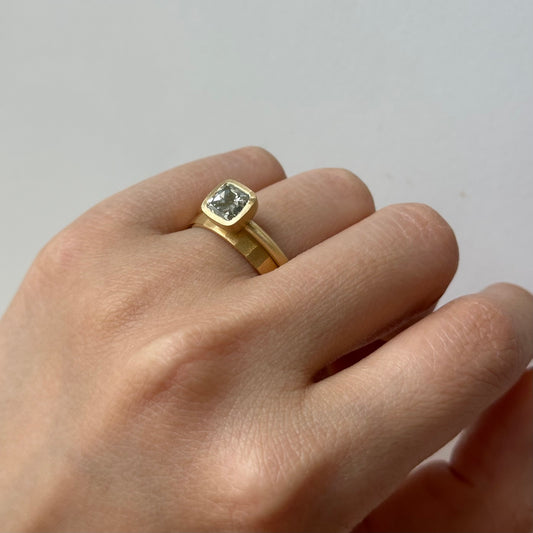 1.78 Carat One-of-a-Kind Cushion Cut Misty Olive Grey Diamond Ring | DR253-OOAK