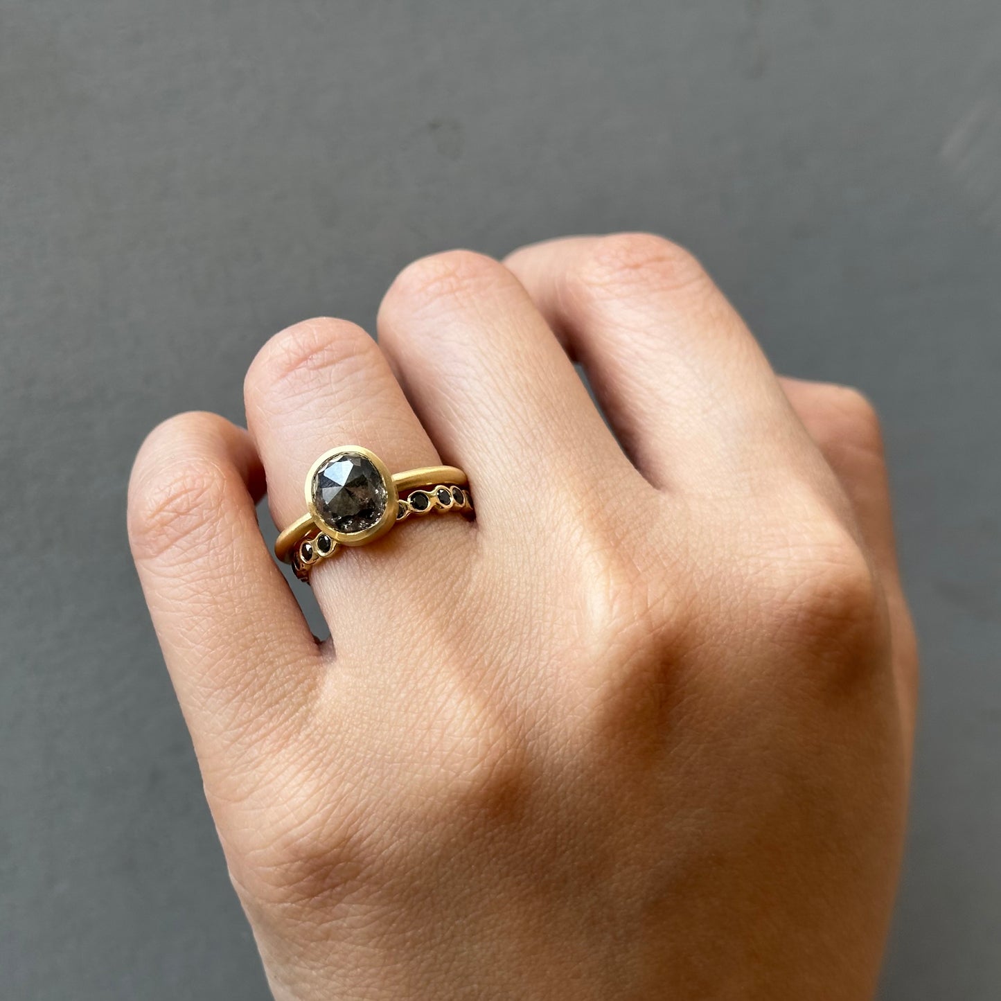 2.5 Carat One-of-a-Kind Rose Cut Salt & Pepper Diamond Ring | DR269-OOAK