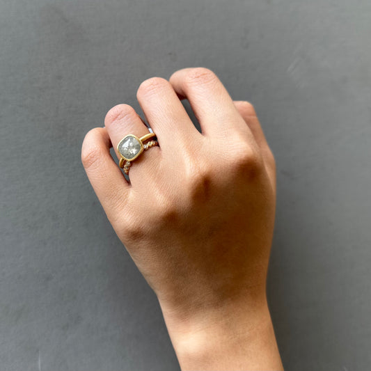 2.79 Carat One-of-a-Kind Rose Cut Cloud Grey Diamond Ring | DR272-OOAK