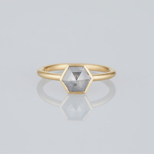 0.76 Carat One-of-a-Kind Rose Cut Feather Grey Diamond Ring | DR273-OOAK