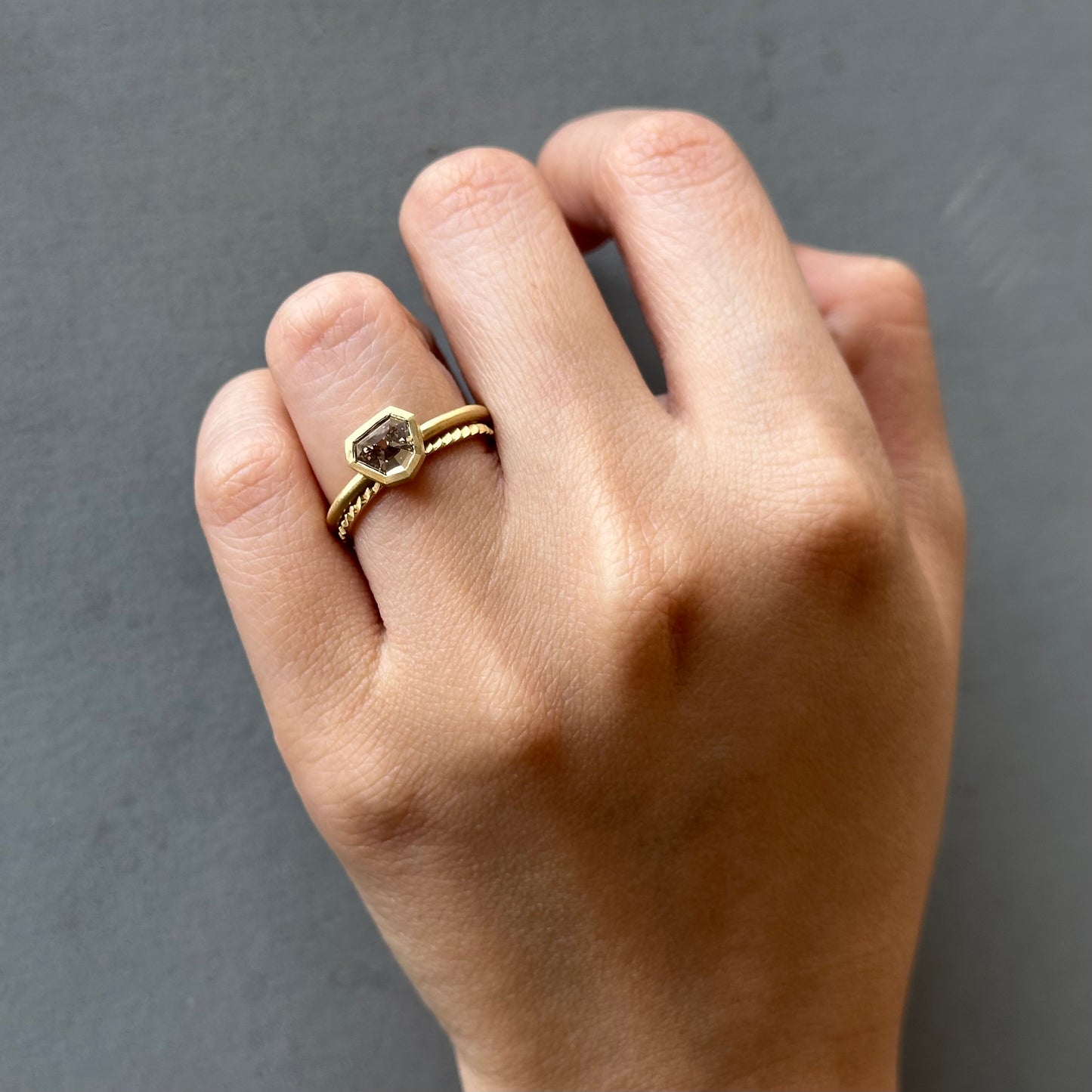 1.04 Carat One-of-a-Kind Rose Cut Taupe Brown Diamond Ring | DR277-OOAK