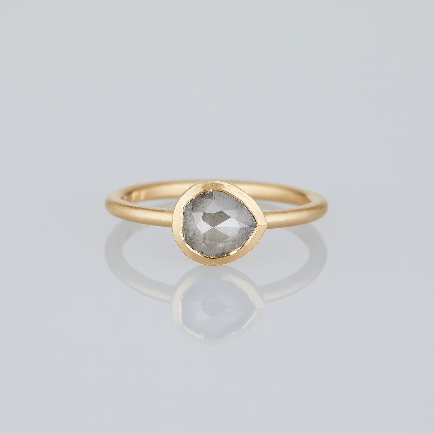 0.87 Carat One-of-a-Kind Rose Cut Feather Grey Diamond Ring | DR282-OOAK